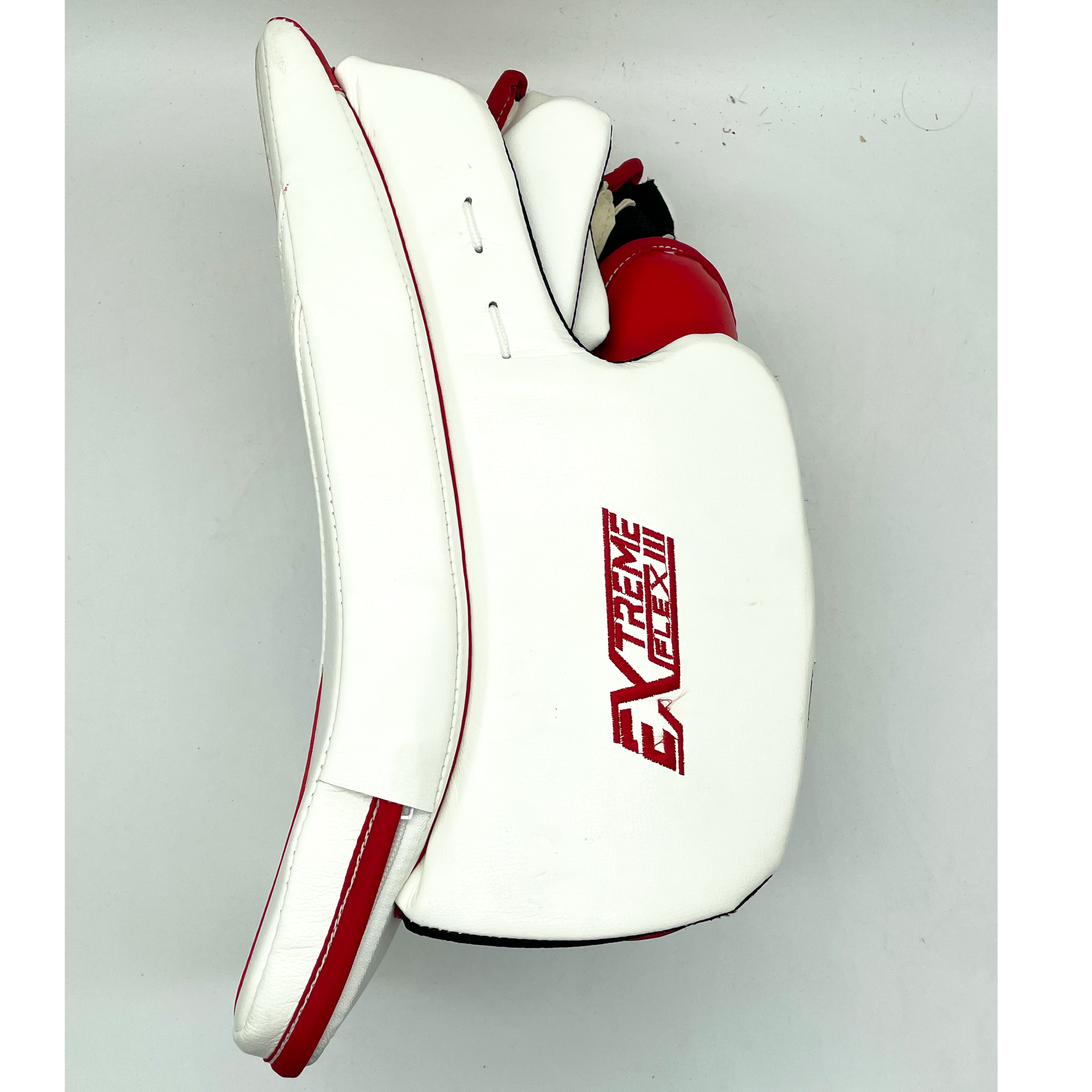 CCM Extreme Flex III - Nouveau bloqueur de gardien droit Pro Stock (blanc/rouge/bleu)